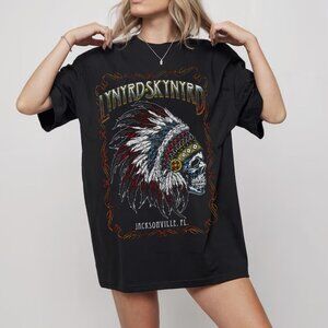 Lynyrd Skynyrd Indian Skeleton T-Shirt, Vintage Rock Band Tee